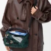 Kleine „Futurist Cat“-Puzzle-Tasche aus besticktem Strick und klassischem Kalbsleder