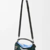 Kleine „Futurist Cat“-Puzzle-Tasche aus besticktem Strick und klassischem Kalbsleder