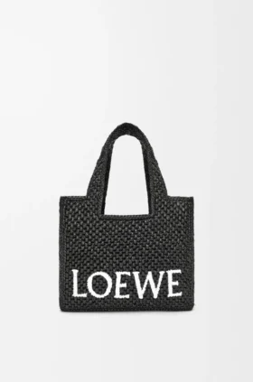 Kleine „Loewe Font Tote“ aus Raffia
