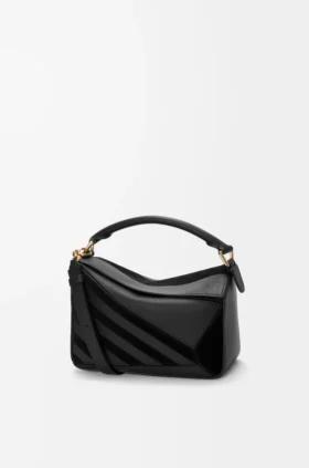 Kleine „Puzzle“-Tasche aus klassischem Kalbsleder und Wildleder
