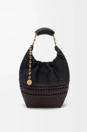 Kleine Squeeze-Tasche aus gewebtem Nappa-Kalbsleder
