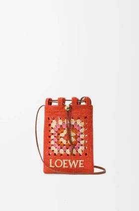 Kordelzugtasche aus klassischem Kalbsleder und Raffia