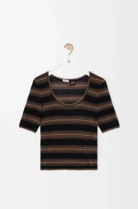 Kurzärmeliger Pullover aus Baumwollmischung