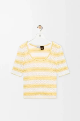 Kurzärmeliger Pullover aus Baumwollmischung