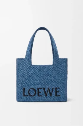 Loewe Font Tote in Raffia, mittelgroß