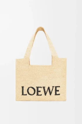 Loewe Font Tote in Raffia, mittelgroß