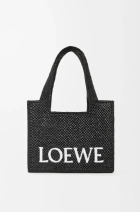 Loewe Font Tote in Raffia, mittelgroß