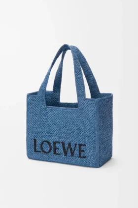 Loewe Font Tote in Raffia, mittelgroß
