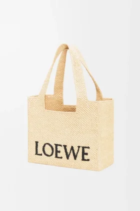 Loewe Font Tote in Raffia, mittelgroß