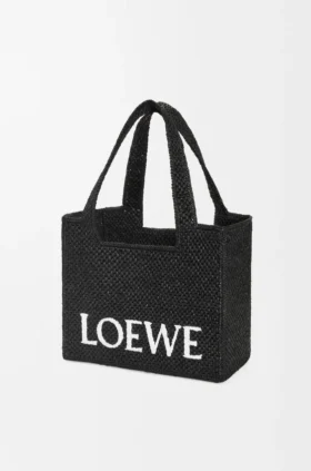 Loewe Font Tote in Raffia, mittelgroß