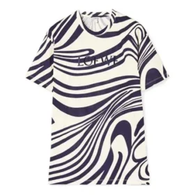 Loewe Herren-Kurzarm-T-Shirt aus Baumwolle mit Streifen, weiß-blau, H526341X72-2091