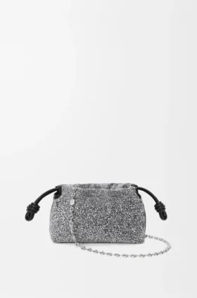 Mini-Flamenco Purse aus Perlen und Nappa-Lammleder