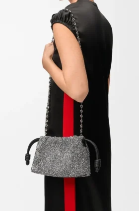 Mini-Flamenco Purse aus Perlen und Nappa-Lammleder