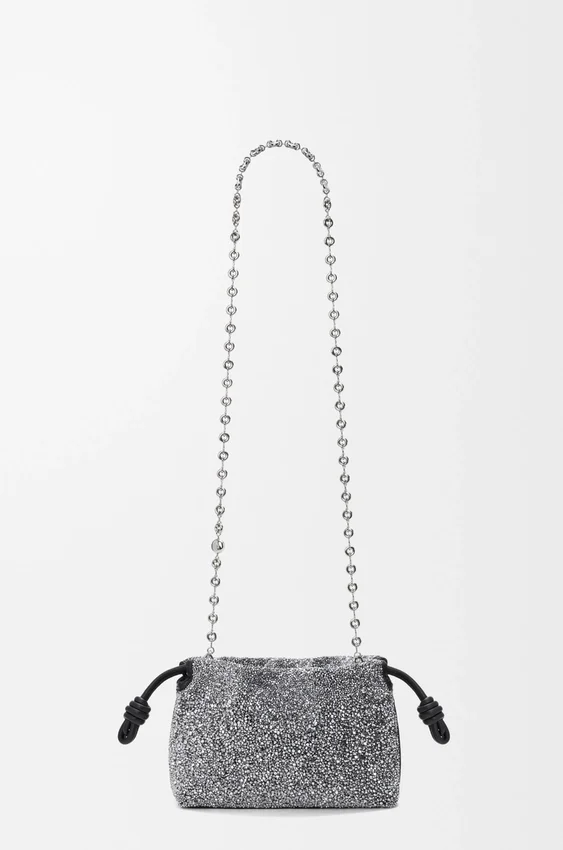 Mini-Flamenco Purse aus Perlen und Nappa-Lammleder Mini-Flamenco Purse aus Perlen und Nappa-Lammleder