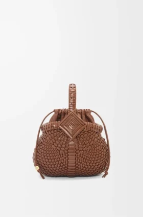 Mini-Korb-Tasche „Diamond Round“ aus Kalbsleder