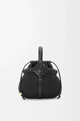 Mini-Korb-Tasche „Diamond Round“ aus Kalbsleder