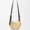 Mini-Punch-Hole-Hobo aus Raffia und Kalbsleder Mini-Punch-Hole-Hobo aus Raffia und Kalbsleder