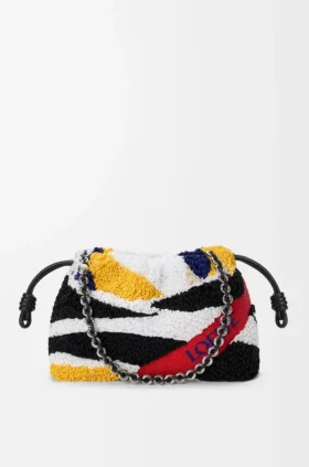 Mittlere Flamenco Purse aus besticktem Nappa