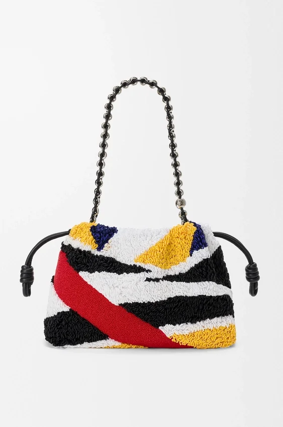 Mittlere Flamenco Purse aus besticktem Nappa Mittlere Flamenco Purse aus besticktem Nappa