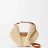 Mittlere Loewe Swing-Tasche aus Raffia und Kalbsleder Mittlere Loewe Swing-Tasche aus Raffia und Kalbsleder