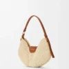 Mittlere Loewe Swing-Tasche aus Raffia und Kalbsleder Mittlere Loewe Swing-Tasche aus Raffia und Kalbsleder