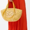 Mittlerer „Eclipse“-Korb aus Raffia und Kalbsleder Mittlerer „Eclipse“-Korb aus Raffia und Kalbsleder