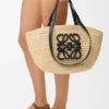 Mittlerer „Eclipse“-Korb aus Raffia und Kalbsleder Mittlerer „Eclipse“-Korb aus Raffia und Kalbsleder
