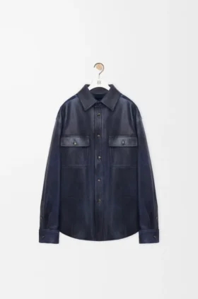 Overshirt aus Nappa-Lammleder und Baumwolle