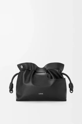 Panta Medium Flamenco Clutch aus glänzendem Kalbsleder