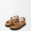 Pebble-Perlen-Fussbett-Sandale aus Nappa-Lammleder Pebble-Perlen-Fussbett-Sandale aus Nappa-Lammleder