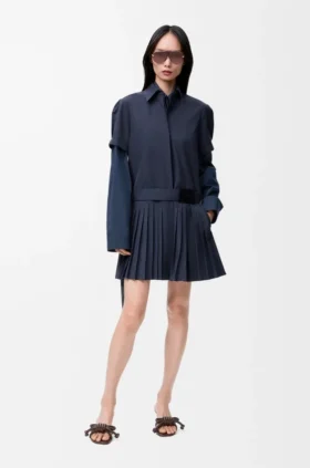Plisseekleid aus Baumwollmischung