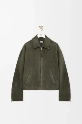 Reißverschlussjacke aus Lammveloursleder