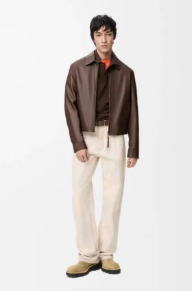 Reißverschlussjacke aus Nappa-Lammleder