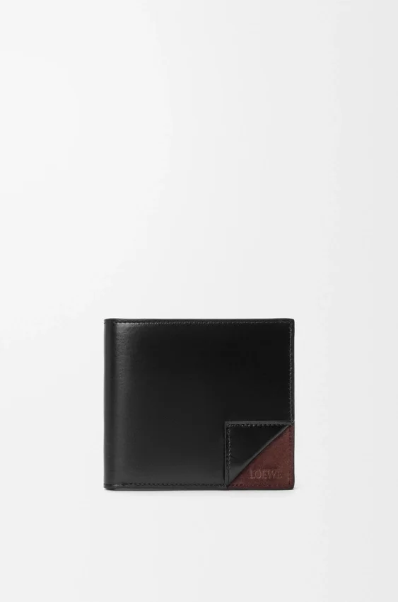 Switch-Portemonnaie mit zwei Fächern aus geschmeidigem genarbtem Kalbsleder und Wildleder Switch-Portemonnaie mit zwei Fächern aus geschmeidigem genarbtem Kalbsleder und Wildleder