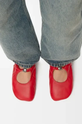 Weiche Ballerinas mit „Pebble“-Muster aus Nappa-Lammleder