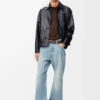 Workwear-Jacke aus Nappa-Lammleder und Nylon Workwear-Jacke aus Nappa-Lammleder und Nylon