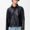 Workwear-Jacke aus Nappa-Lammleder und Nylon Workwear-Jacke aus Nappa-Lammleder und Nylon