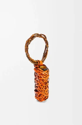 Woven nest Vase aus Kalbsleder und Bambus