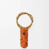 Woven nest Vase aus Kalbsleder und Bambus