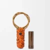 Woven nest Vase aus Kalbsleder und Bambus
