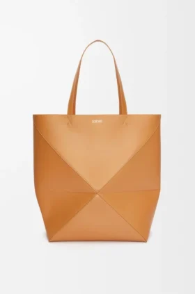 XL Puzzle Fold Tote aus glänzendem Kalbsleder