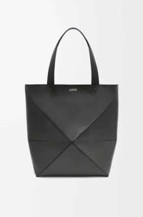 XL Puzzle Fold Tote aus glänzendem Kalbsleder