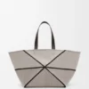XXL Puzzle Fold Tote Bag aus Canvas-Jacquard und Kalbsleder XXL Puzzle Fold Tote Bag aus Canvas-Jacquard und Kalbsleder